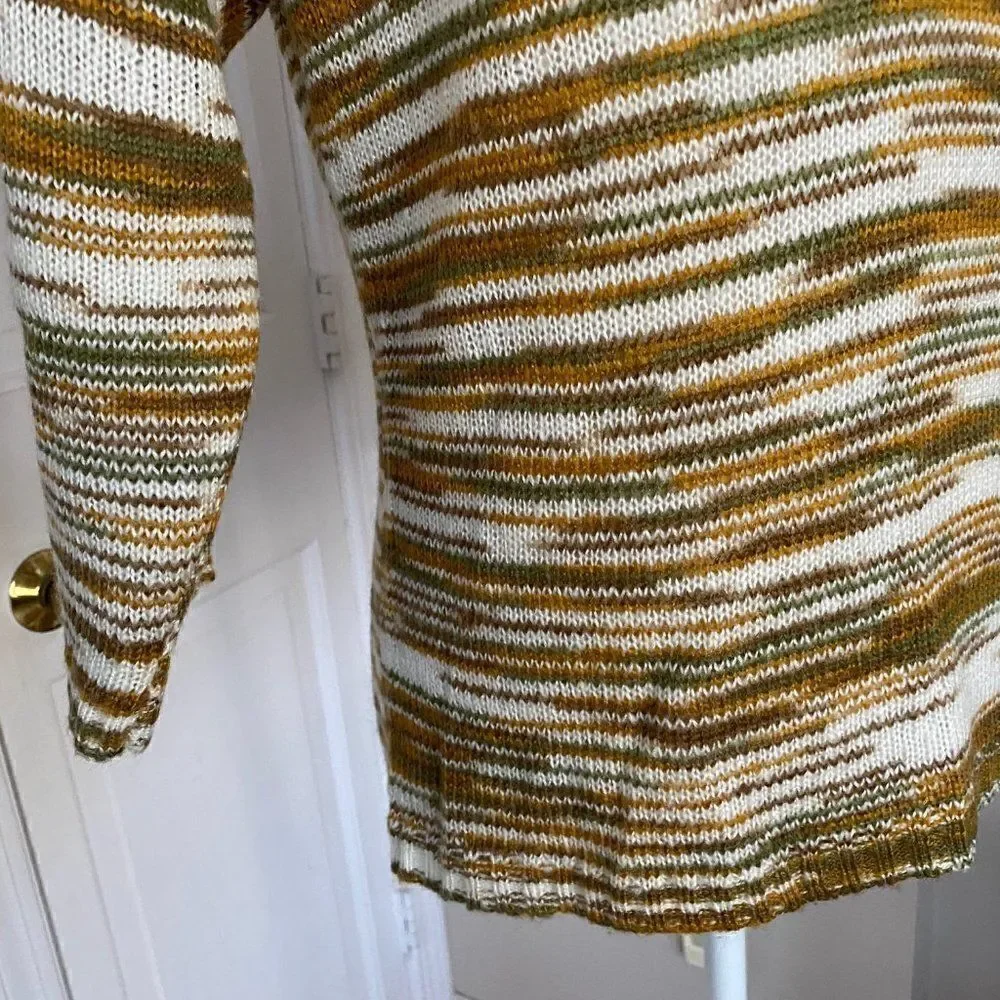Tulle Antrhopologie Crew Neck Earth Tones Striped Sweater